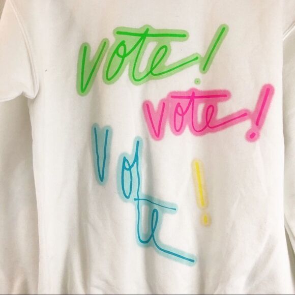 BP White Vote Crew Neck Graphic Knit Pullover Sweatshirt size S. New with tags - Picture 3 of 6